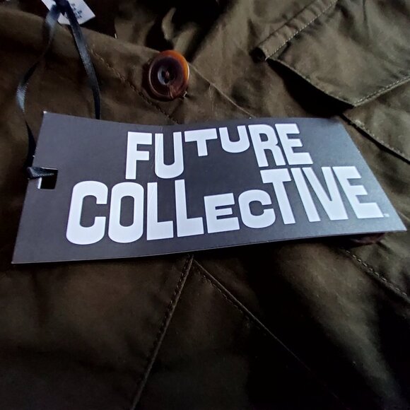 Future Collective Womens Dark Olive Button Shirt Dress XS 100% Recycled Cotton - Picture 6 of 10